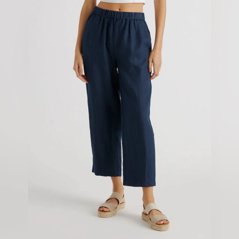Quince 100% European Linen Navy Pants Medium